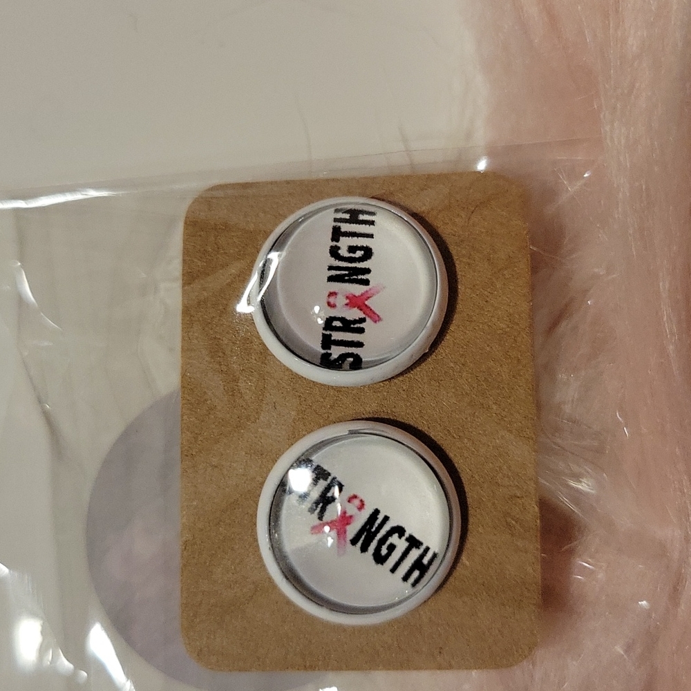 SALE! Breast Cancer Awareness Earrings "Strength"